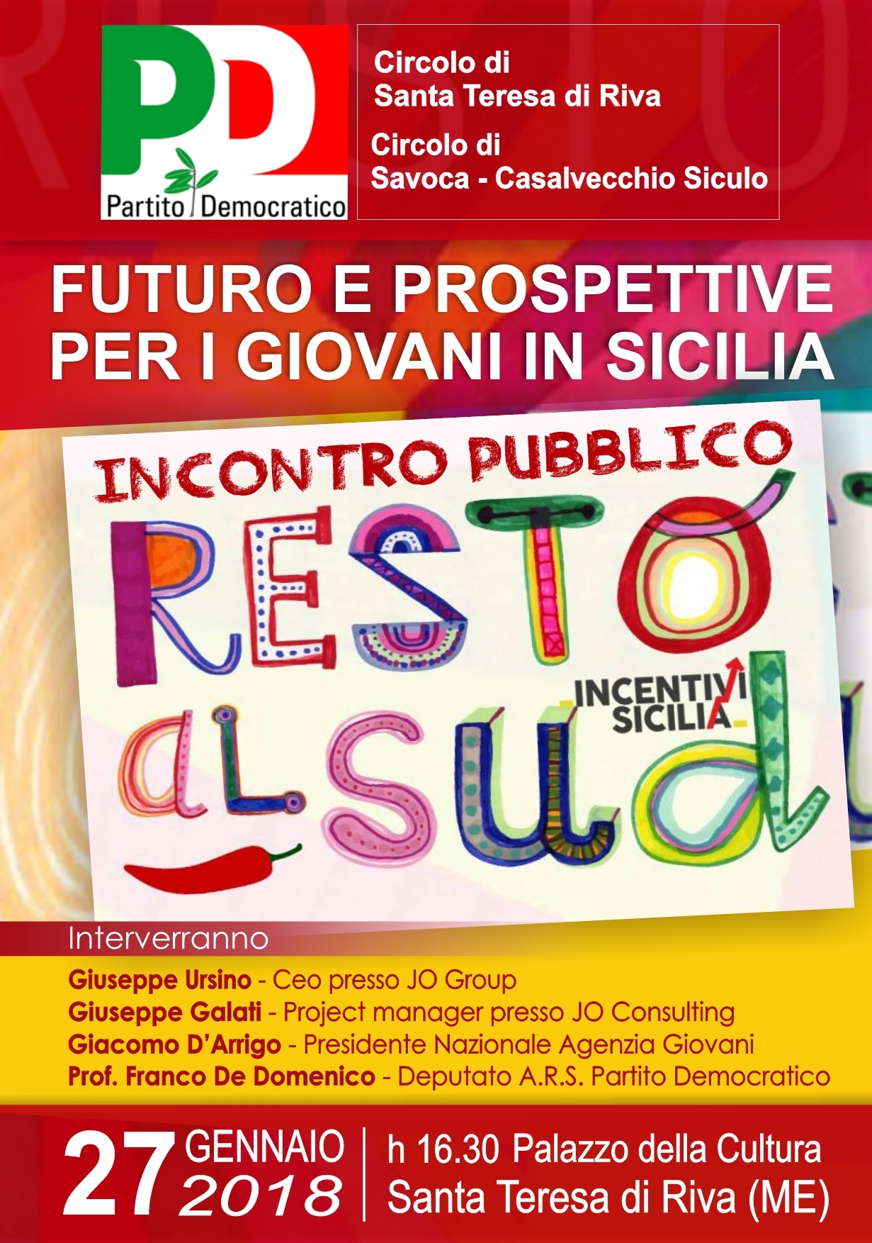 Resto al Sud futuro e prospettive per i giovani in Sicilia, incontro