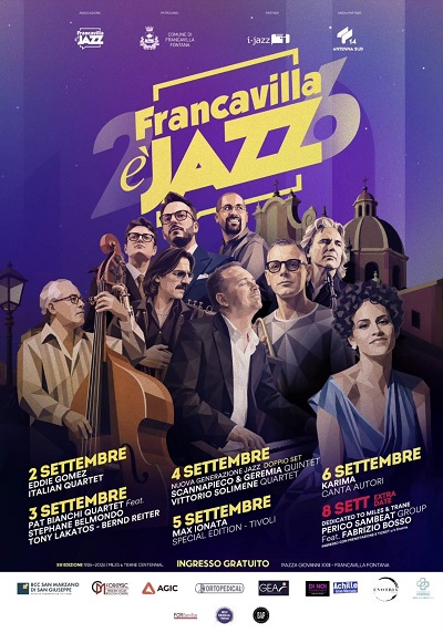 Da mercoledì 2 settembre, a martedì 8 settembre, la tredicesima edizione di Francavilla è Jazz