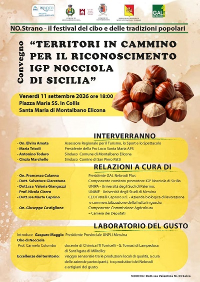 No.Strano 2026 – Il Festival del Cibo e delle Tradizioni Popolari torna a Santa Maria di Montalbano Elicona tra cibo, tradizioni e futuro: dall’IGP Nocciola di Sicilia al cicloturismo